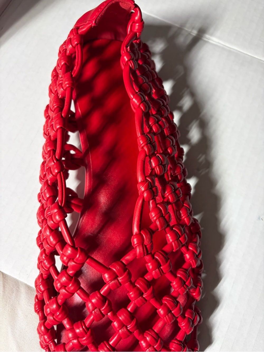 Red Woven Leather Flats - Picture 9 of 9